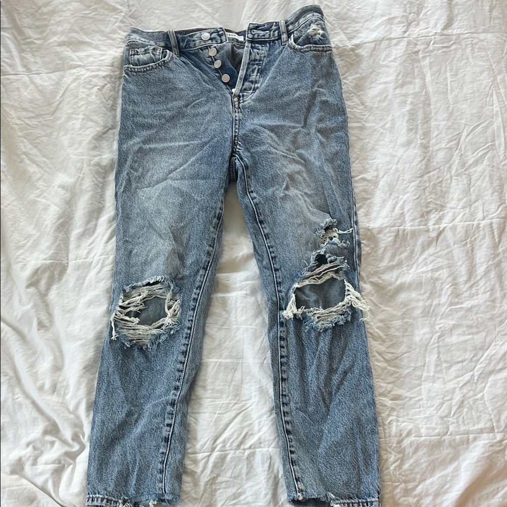PacSun Light Blue Distressed Women's Cropped Jeans